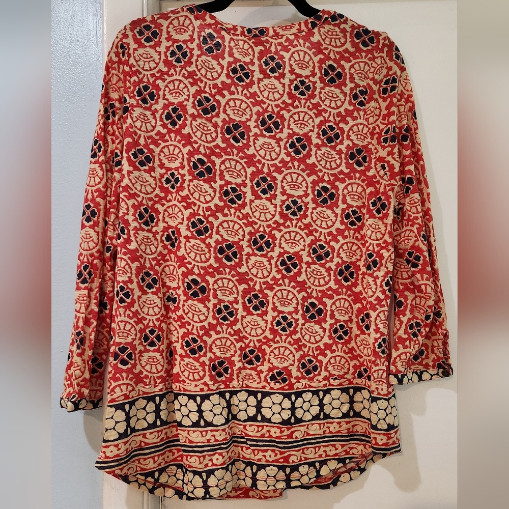 Women's Lucky Brand Floral Boho Long Sleeve Blouse, Size L - Picture 7 of 13